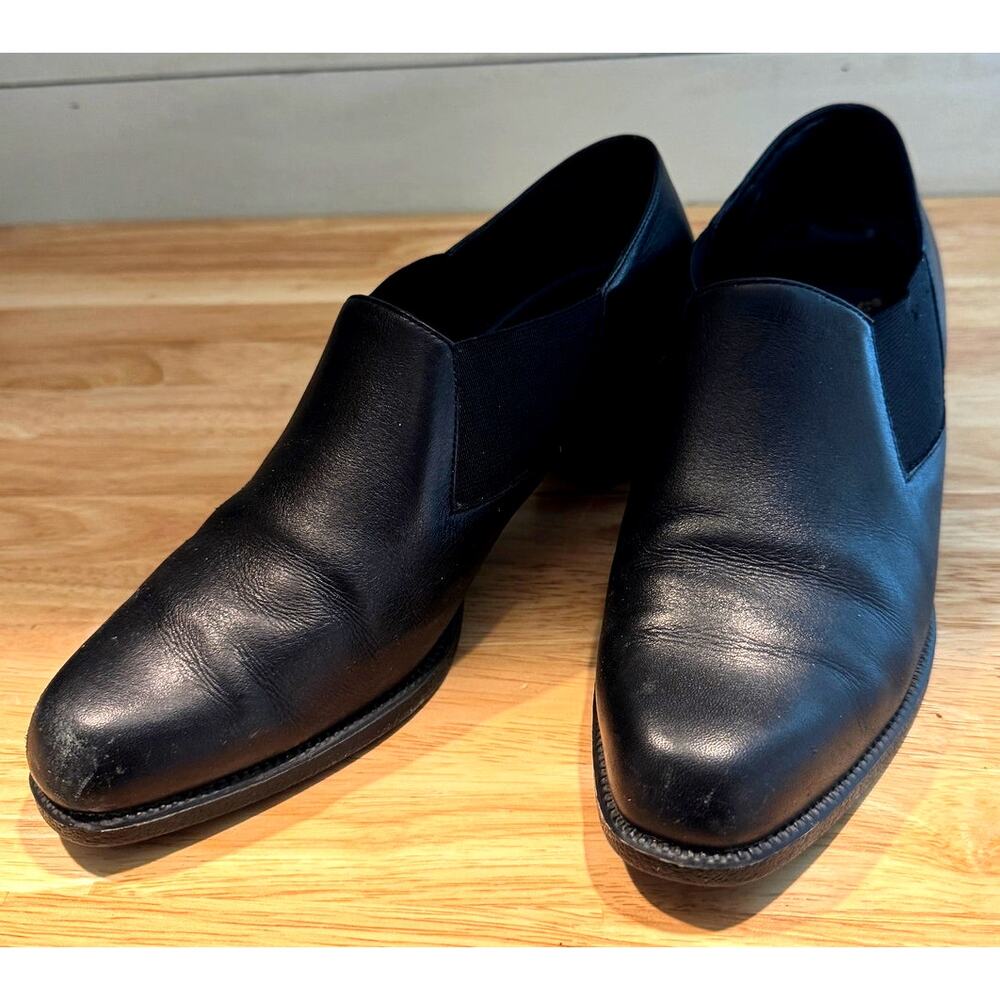 Aerosoles Women's Classic Black Leather Slip-On Heeled Loafers Size 8